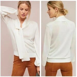 NWT Anthropologie Moulinette Soeurs Rhinebeck Wool Sweater Large Ivory